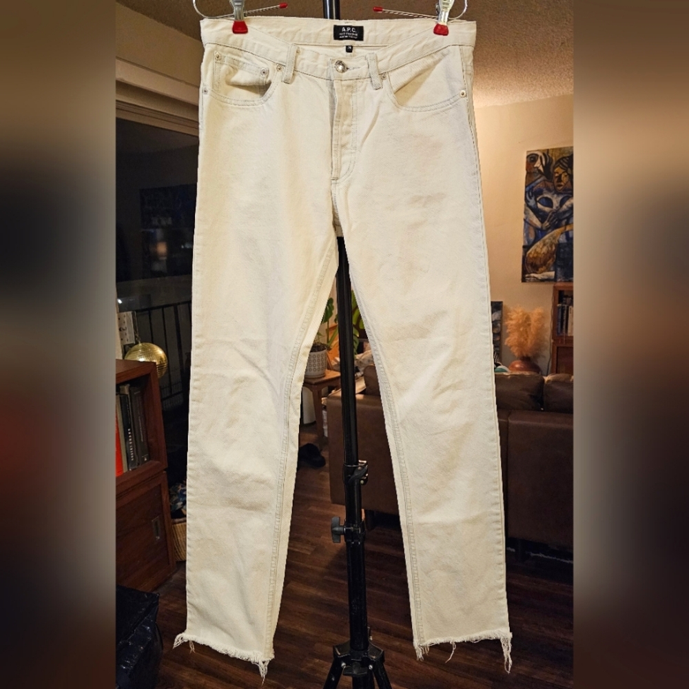 APC Men's Stone Washed Jeans Frayed Hem